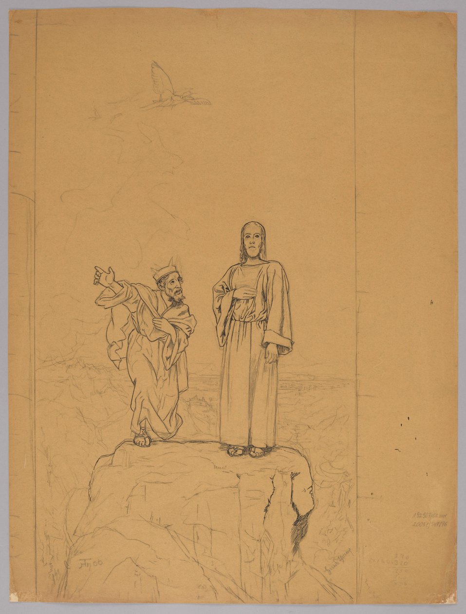 The Temptation of Christ, verso: Christ Crucified by Hans Thoma