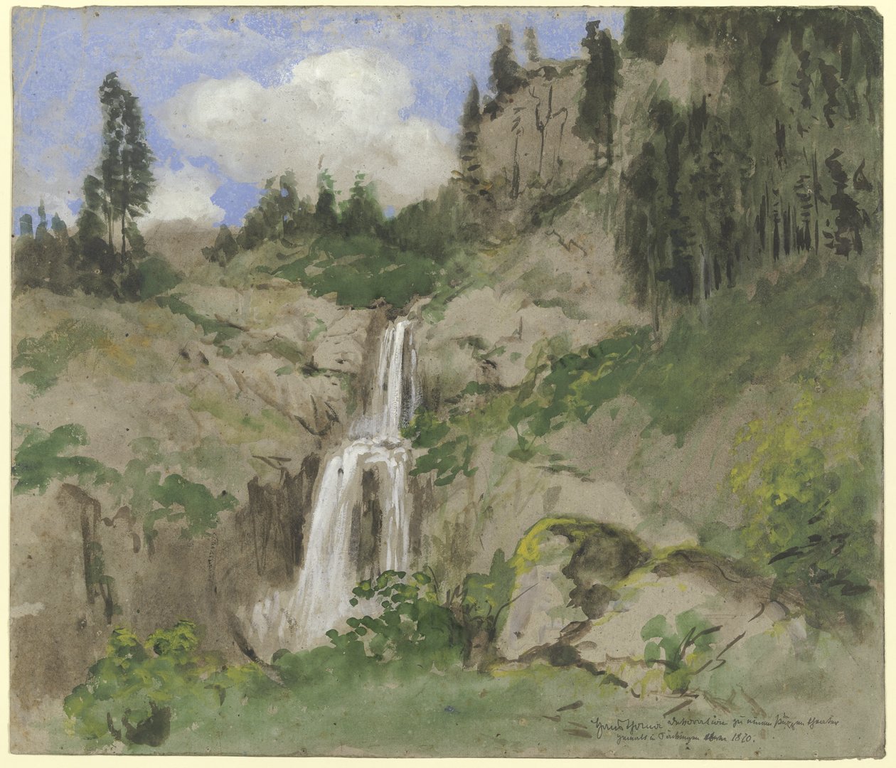 Landscape with Waterfall (Decoration for a Puppet Theater) by Hans Thoma