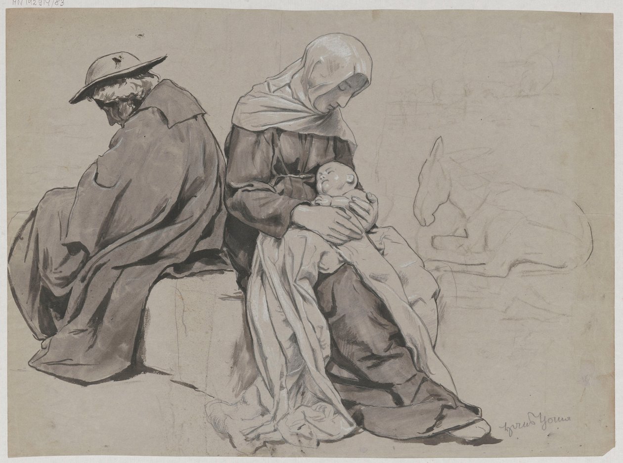 Rest of the Holy Family during the Flight into Egypt by Hans Thoma