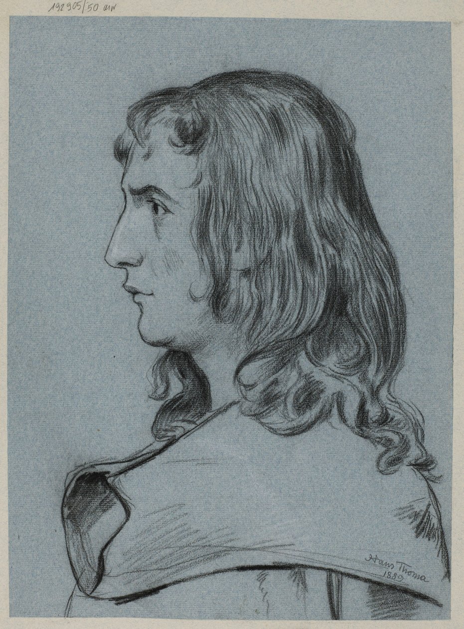 Profile of a Young Man with Long Hair by Hans Thoma