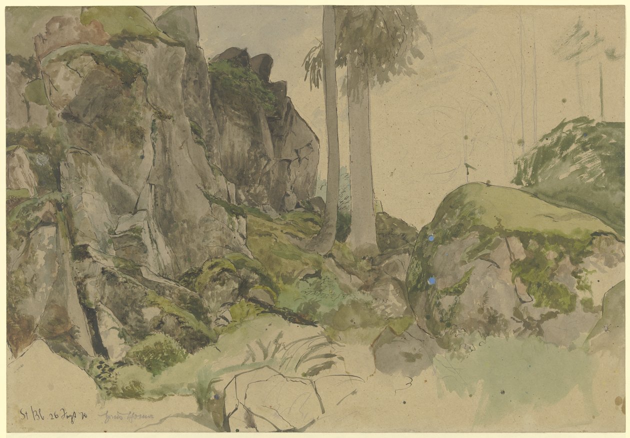 Rocks near St. Blasius, Black Forest by Hans Thoma