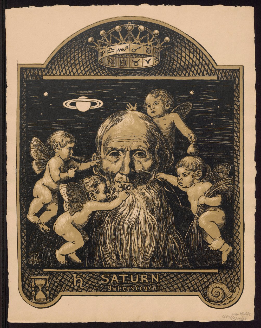 “Saturn, Ruler of the Year”. Saturn as ruler of the year. Designs for the “Perpetual Picture Calendar”, Part II (Perpetual Picture Calendar) by Hans Thoma