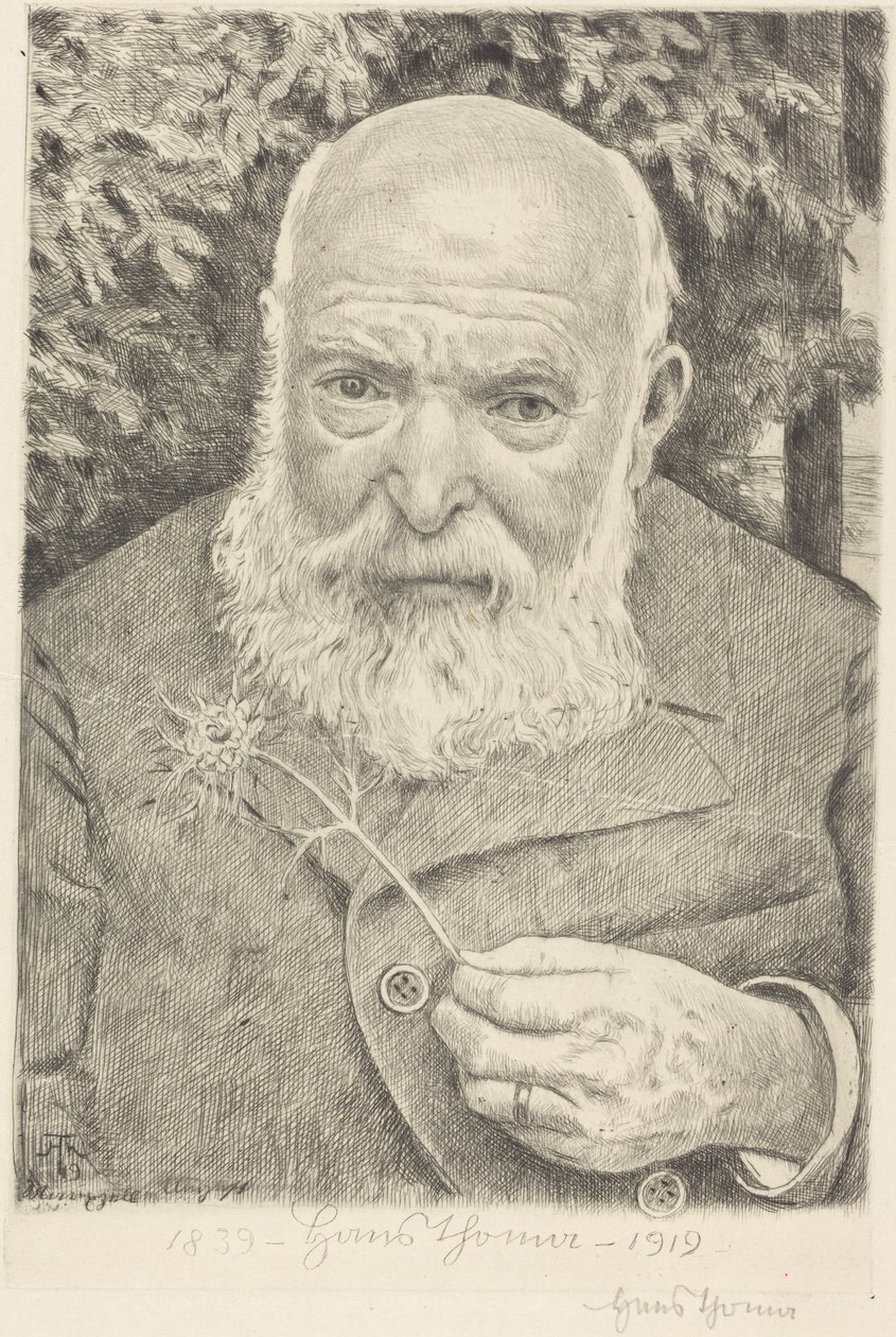 Self-Portrait VI with Flower by Hans Thoma