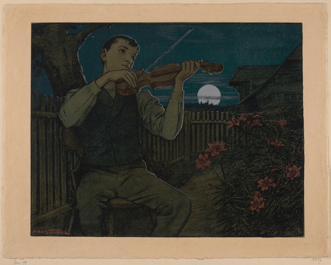 Violinist in Moonlight by Hans Thoma