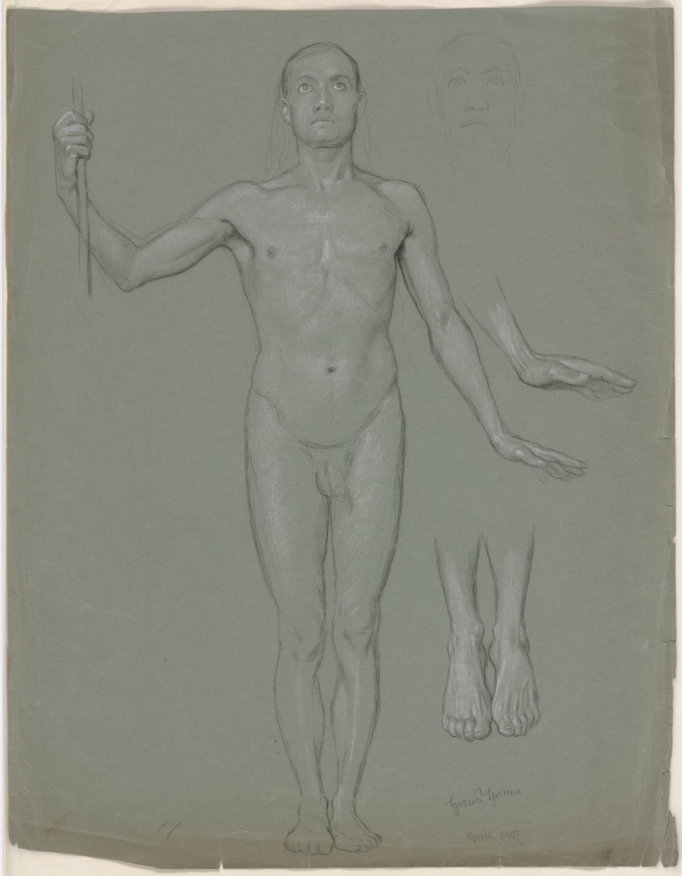 Standing Male Nude by Hans Thoma