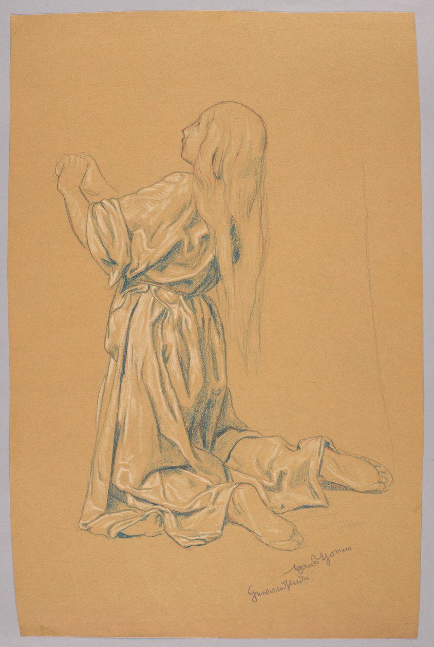 Study of a Kneeling Woman by Hans Thoma