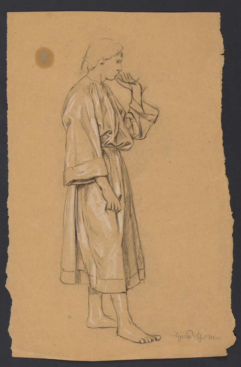 Study of a Young Man in Antique Robe, with Left Hand Raised to Chin by Hans Thoma