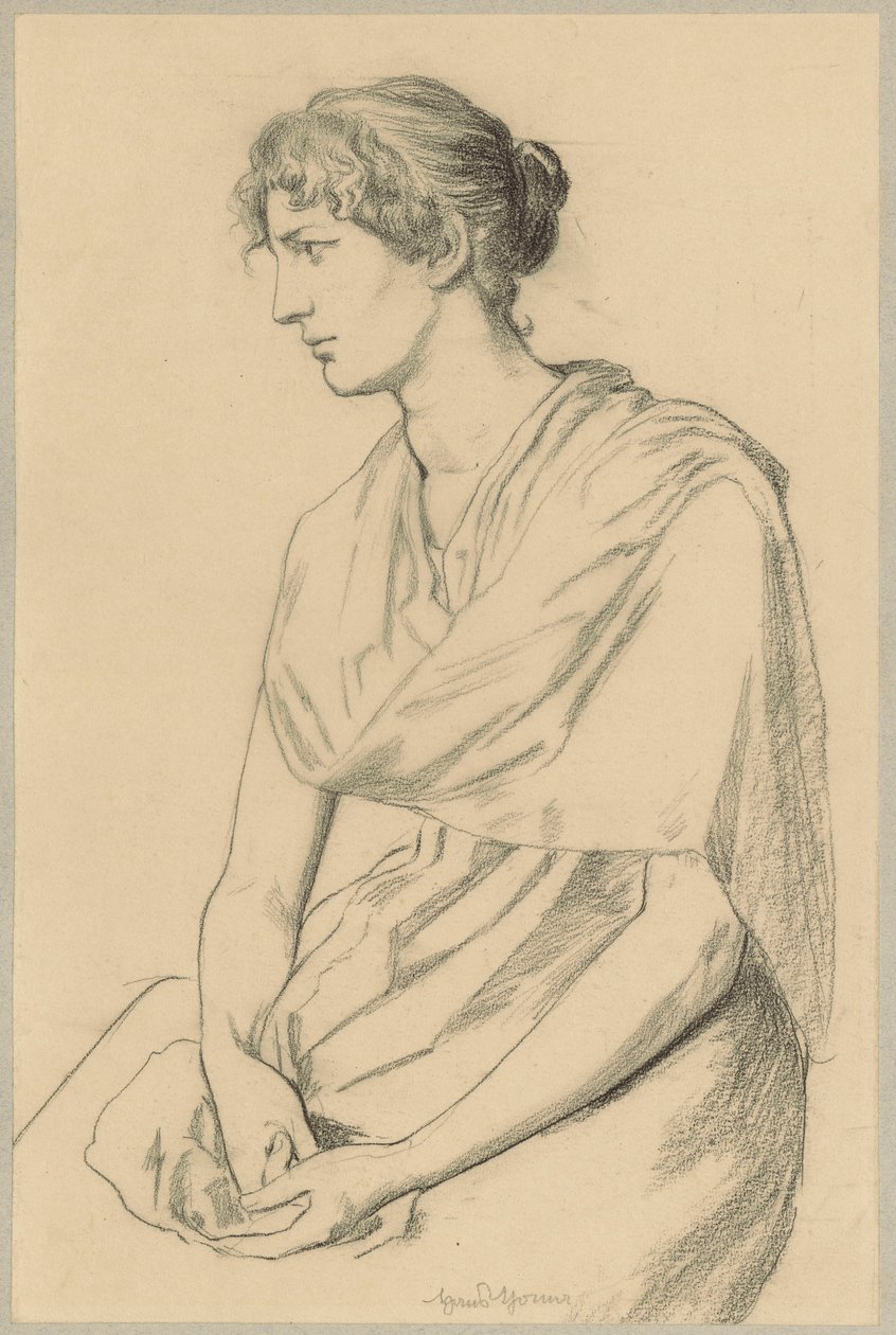 Study of a Seated Woman in Antique Costume by Hans Thoma