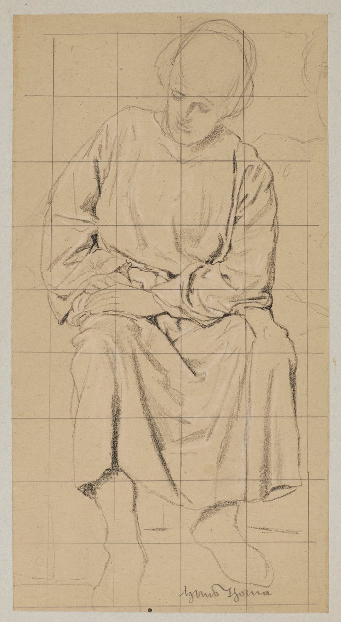 Study of a Seated Figure in a Long Robe by Hans Thoma