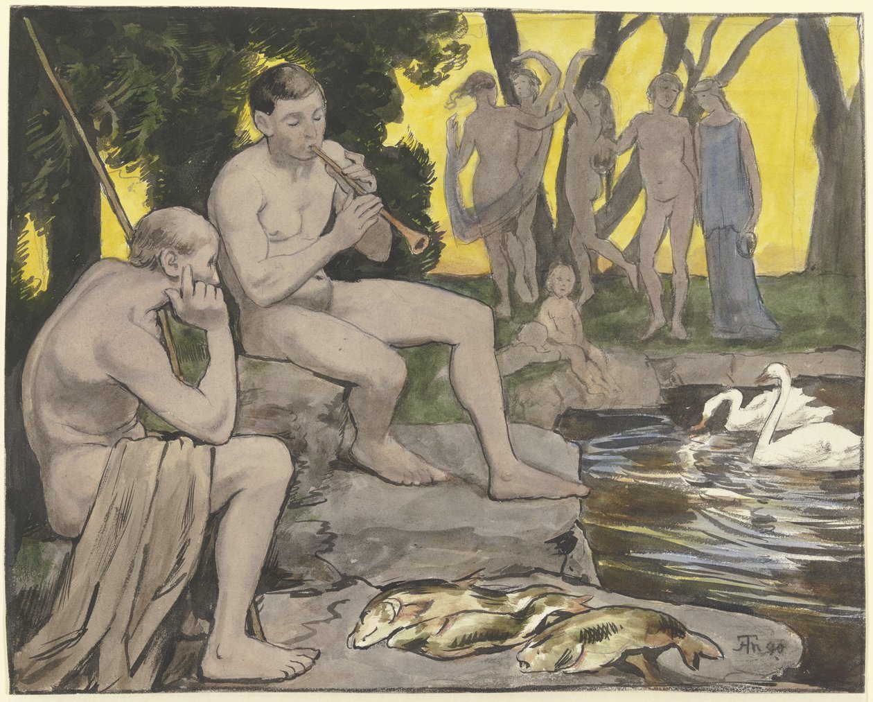 The Elysian Fields (Dancing nymphs) by Hans Thoma