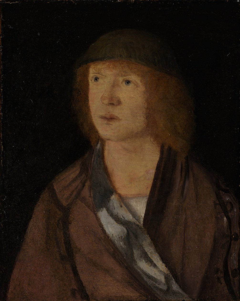 Portrait of a Young Man, reverse Girl Making a Garland by Hans von Kulmbach