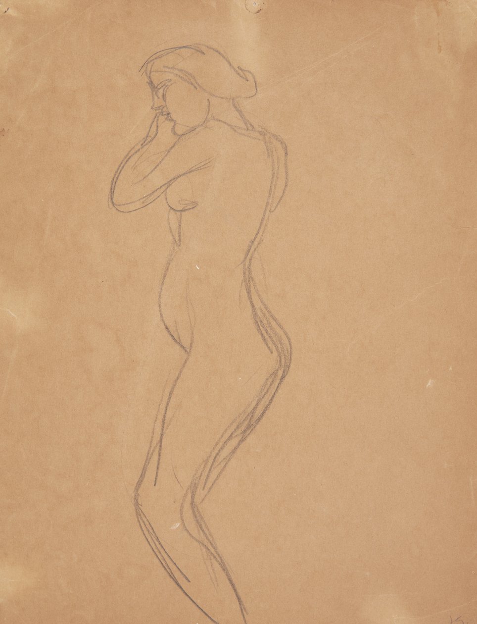 Standing Female Model Seen in Profile by Harald Giersing