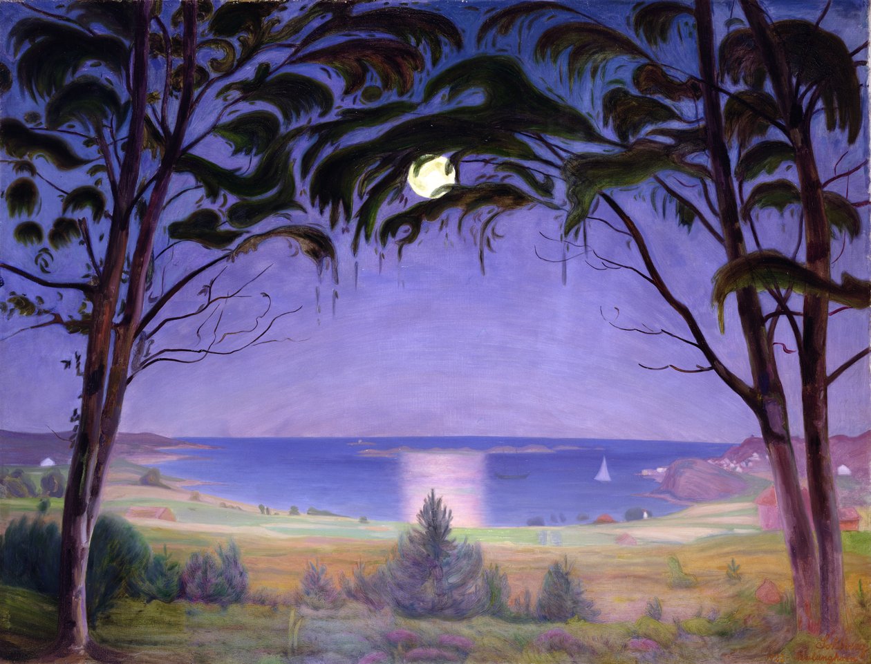 Moonlight, Nevlunghavn by Harald Oscar Sohlberg