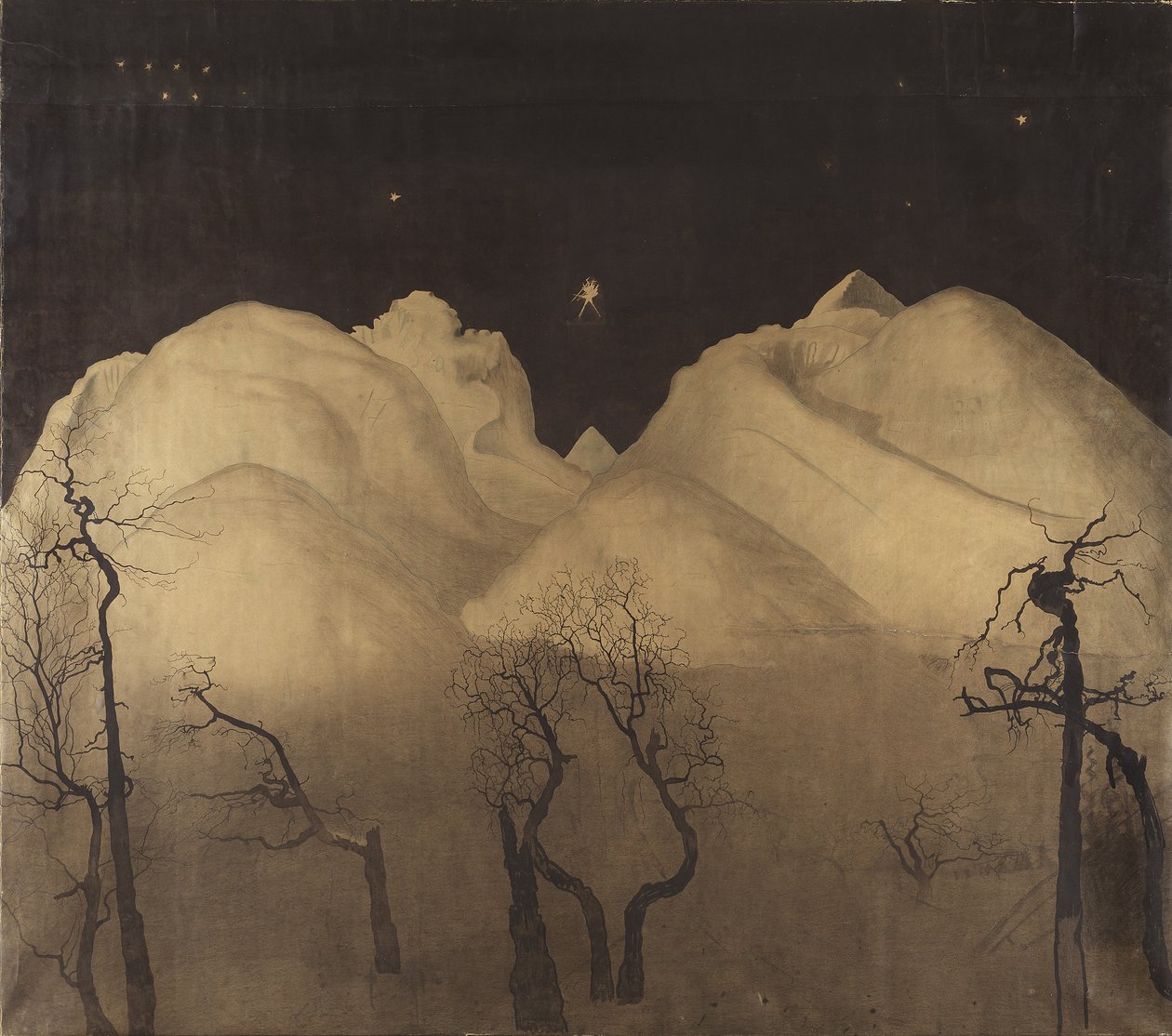 Winter Night in the Mountains (study) by Harald Oscar Sohlberg