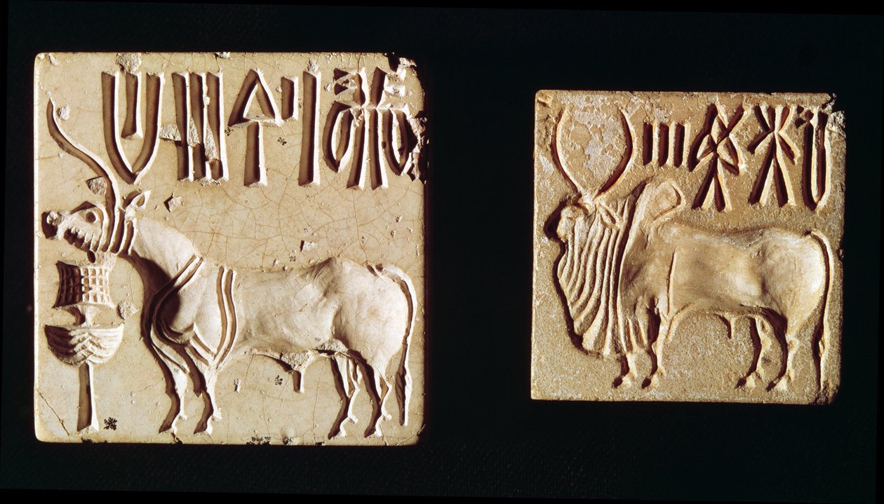 Two Seals Depicting Mythological Animals, from Mohenjo-Daro, c.2300 BC by Harappan