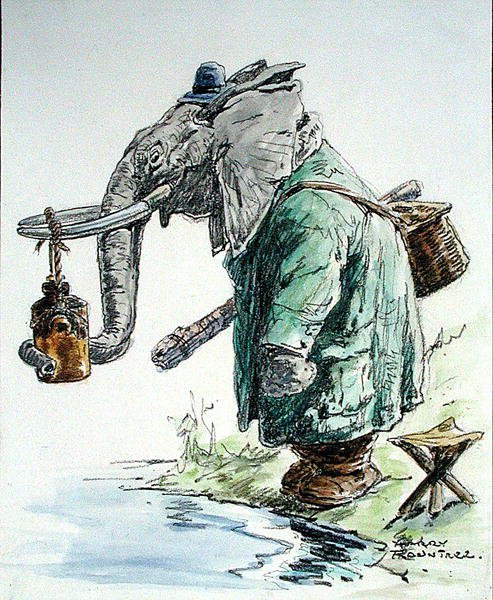 The Elephant goes Fishing by Harry Rountree: Fine art print