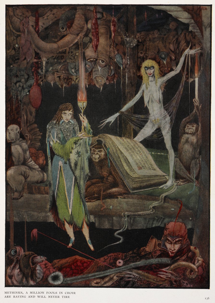 Methinks, a million fools in choir, are raving and will never tire by Harry Clarke
