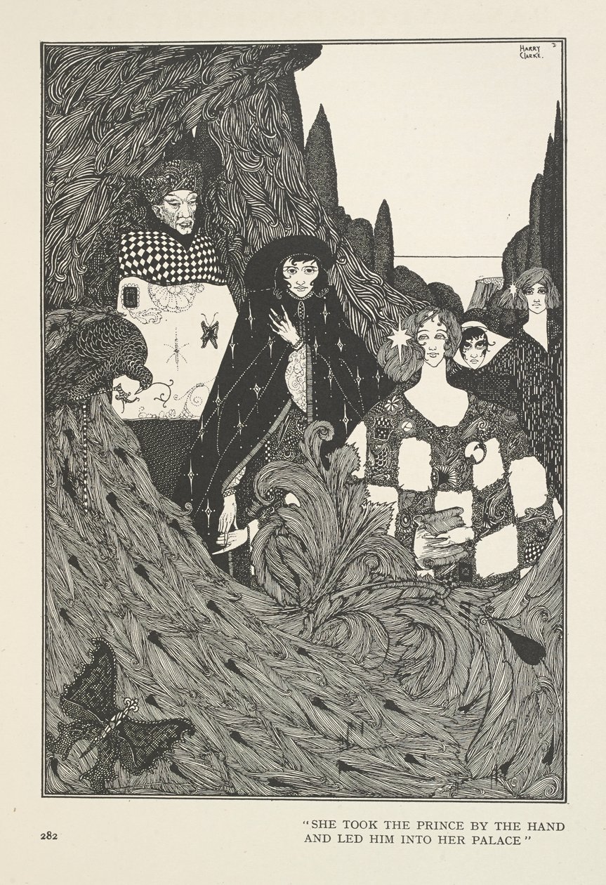 The Garden of Paradise. She Took the Prince by the Hand and Led Him into Her Palace by Harry Clarke
