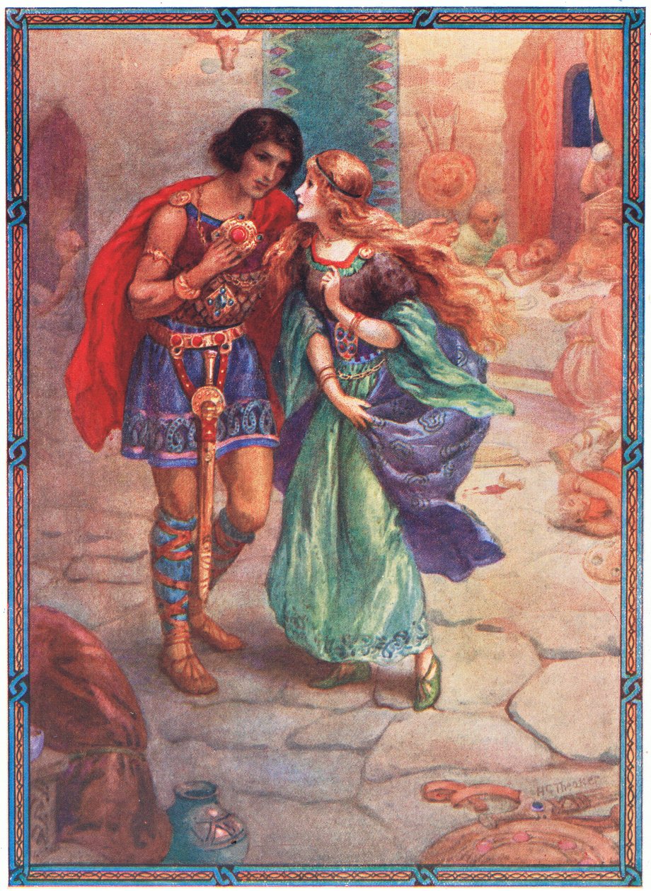 "Take me as your wife" (from Diarmud and Grania) by Harry George Theaker