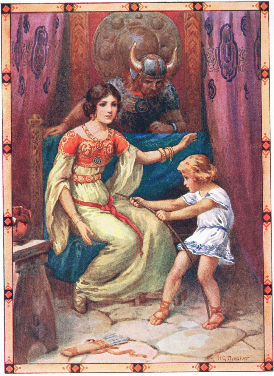 The child showed signs of great strength (from the Tyrant of the Isles) by Harry George Theaker