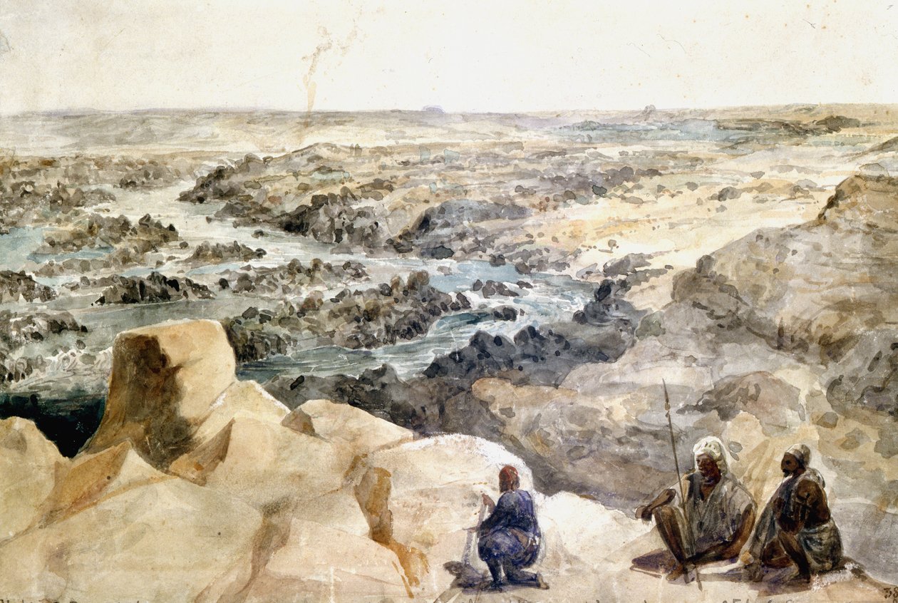 The Artist Arriving at the Second Cataract and Writing His Name on a Rock by Hector Horeau