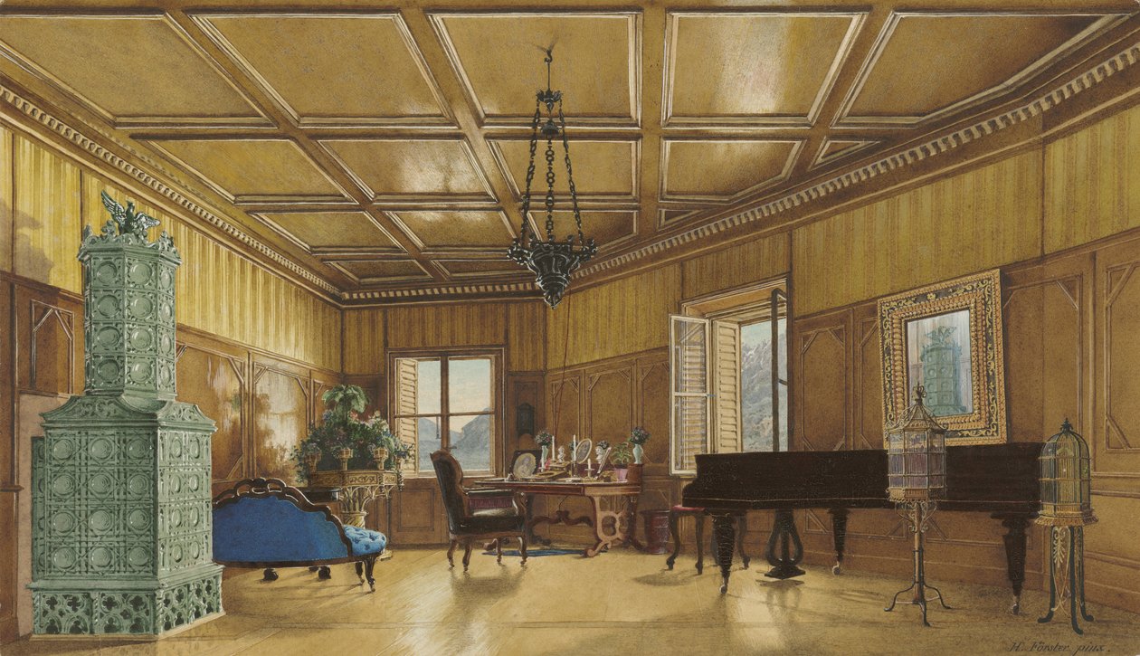 The Music Room of Archduchess Margarete, Princess of Saxony, in Schloss Ambras by Heinrich von Förster