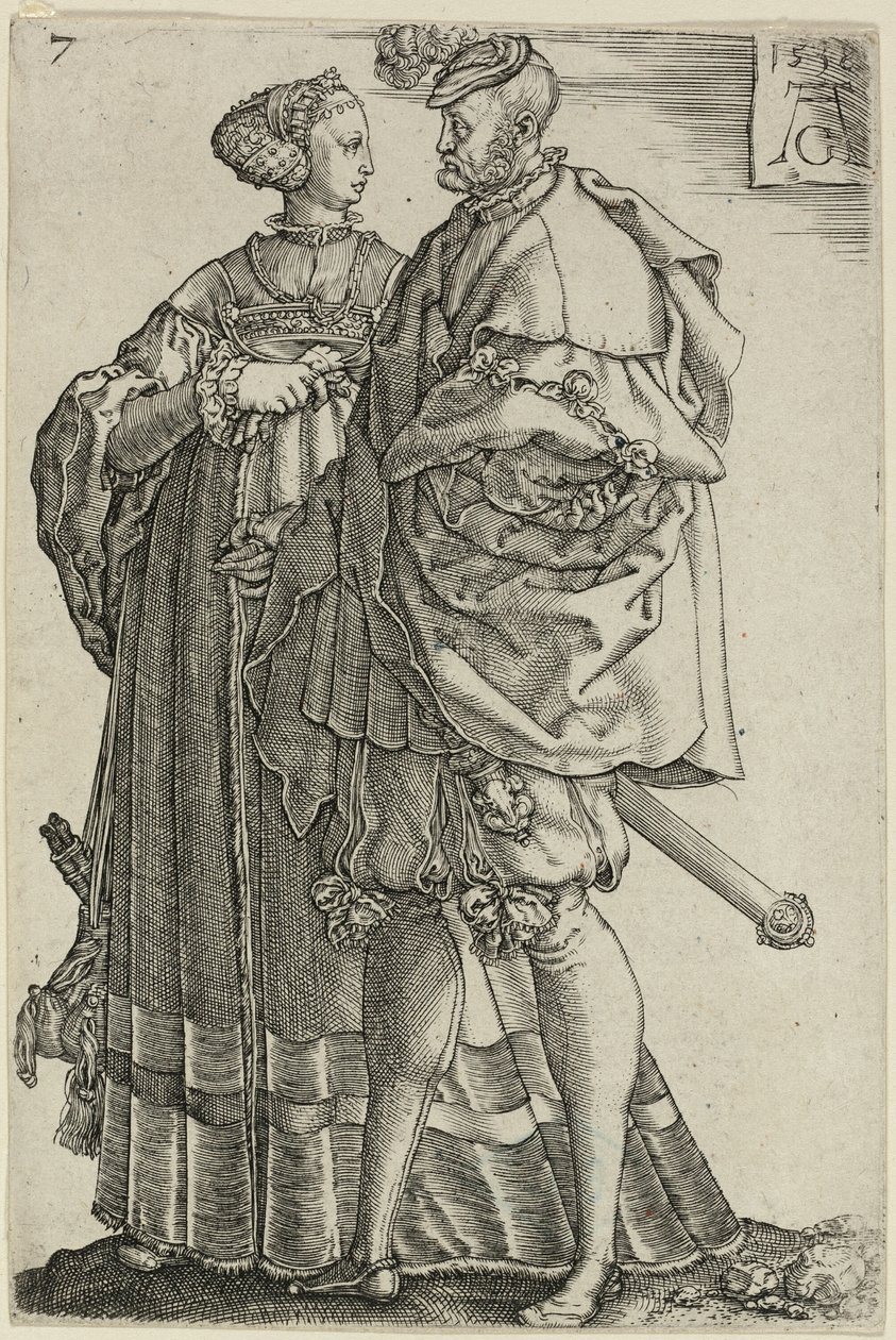Dancing Couple (plate seven from The Large Wedding-Dancers) by Heinrich Aldegrever