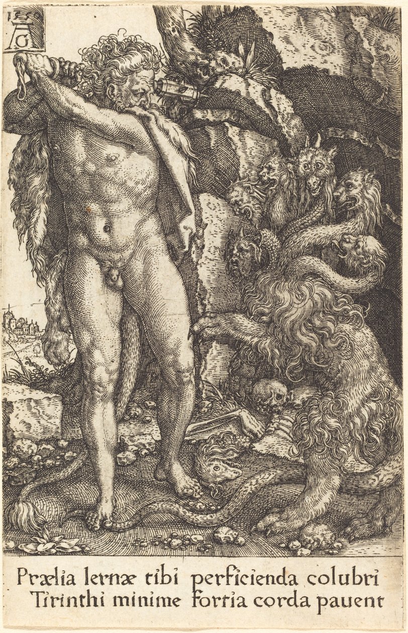 Hercules Fighting with the Hydra of Lerna by Heinrich Aldegrever
