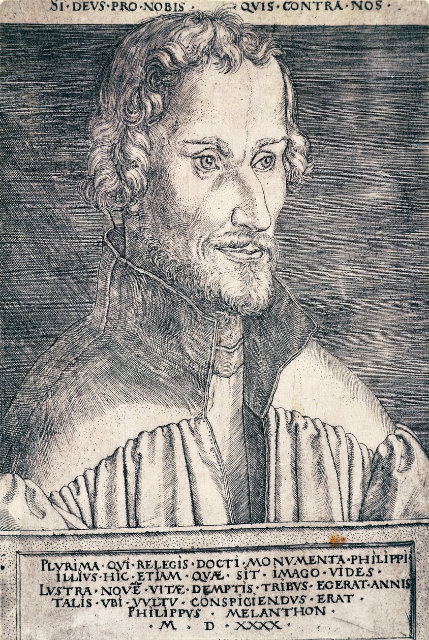 Portrait of Philip Melanchthon or Philipp Schwarzerd, German humanist and theologian, engraving by Heinrich Aldegrever by Heinrich Aldegrever