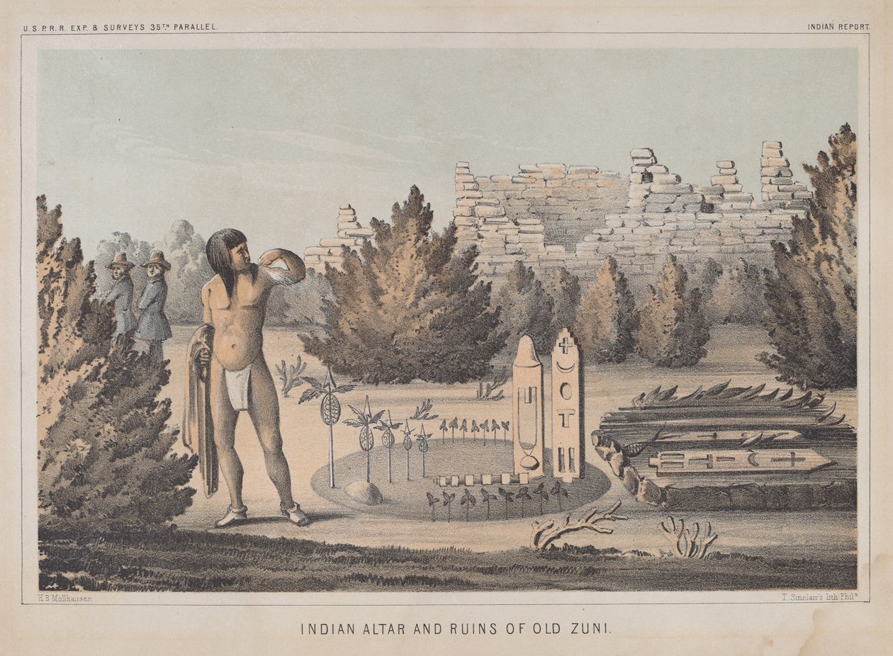 Indian Altar and Ruins of Old Zuni by Heinrich Baldwin Mollhausen