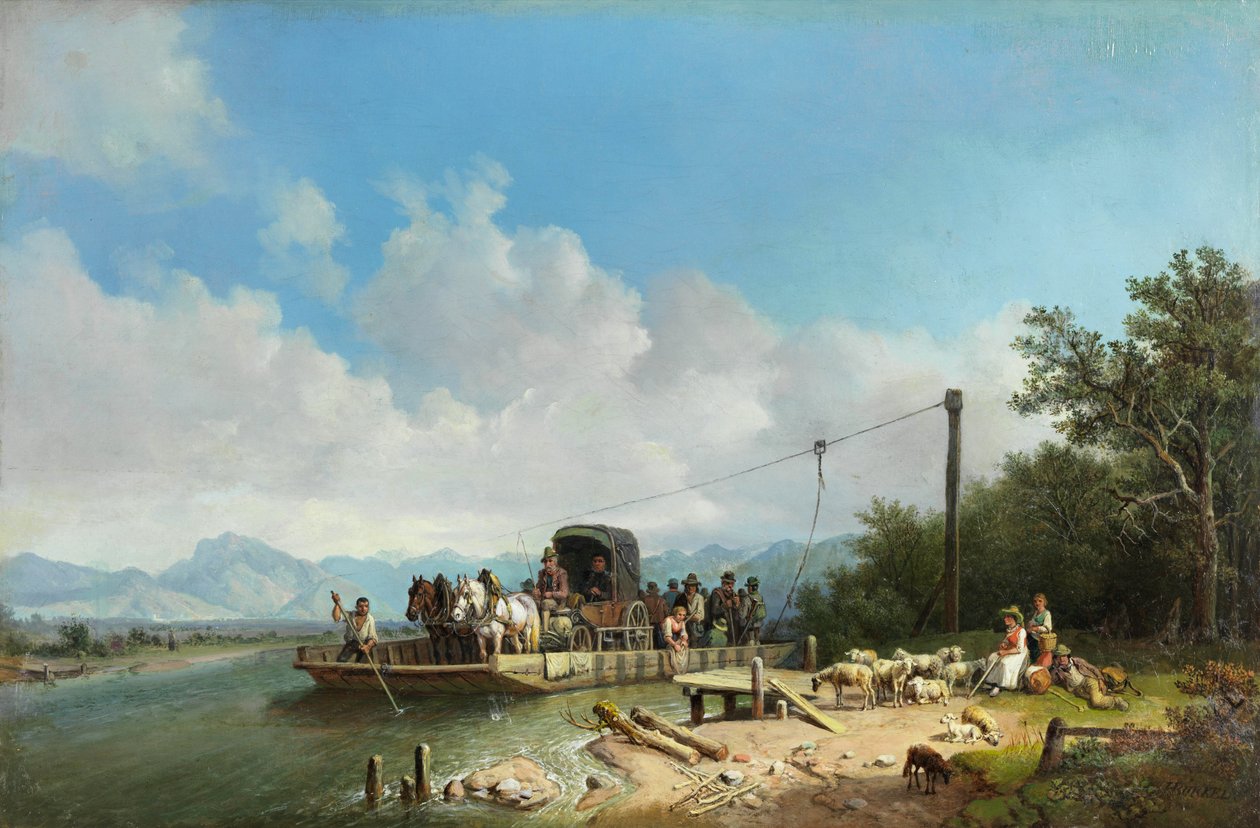 Ferry on the Inn, c. 1867 by Heinrich Burkel