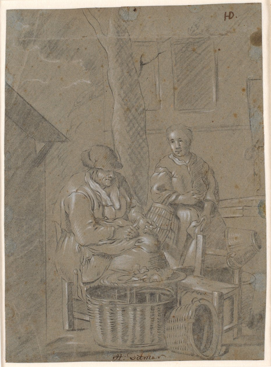 Two Women with Household Chores by Heinrich Dittmers