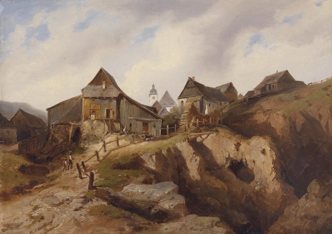 Village Near Altenberg by Heinrich Eduard Müller