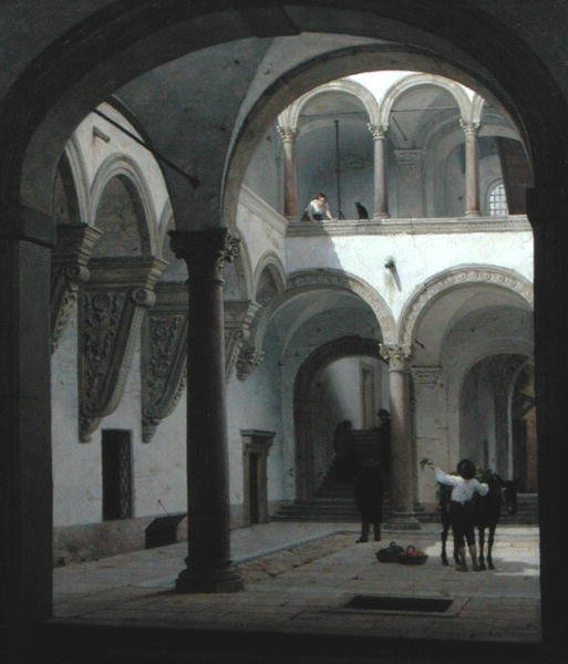 Courtyard of the Palazzo Fava, Bologna by Heinrich Hansen