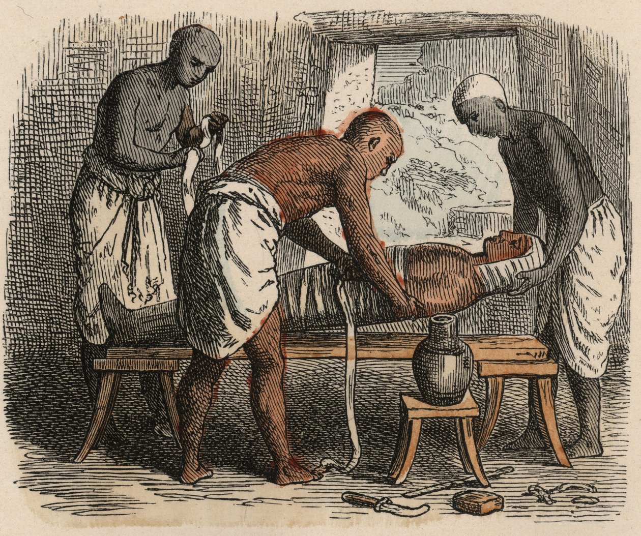 Ancient Egypt: Wrapping of the Mummy, 1866 by Heinrich Leutemann