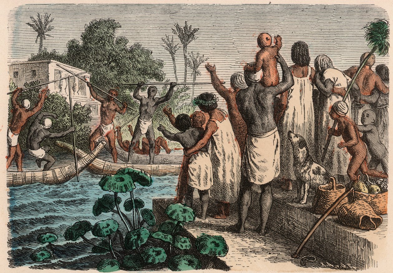 Ancient Egypt: Water Jousting, 1866 by Heinrich Leutemann