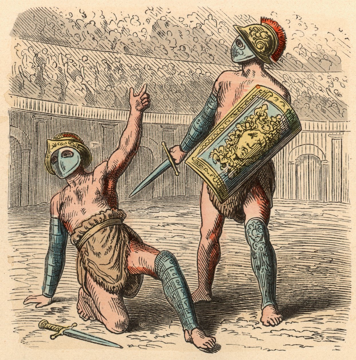 Ancient Rome: Gladiator Fights in Amphitheatre by Heinrich Leutemann