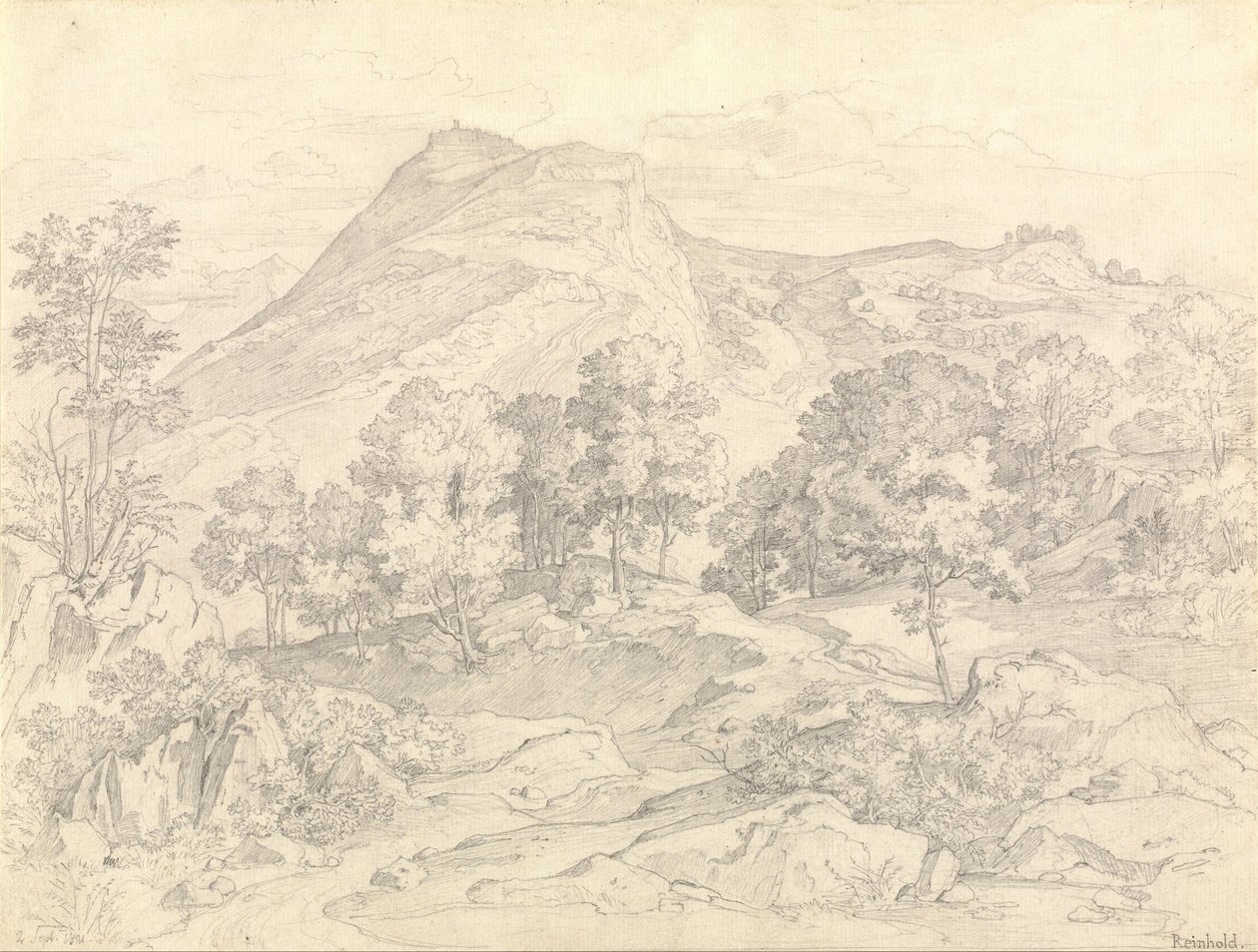 A View of Civitella from the Serpentara Next to Olevano by Heinrich Reinhold