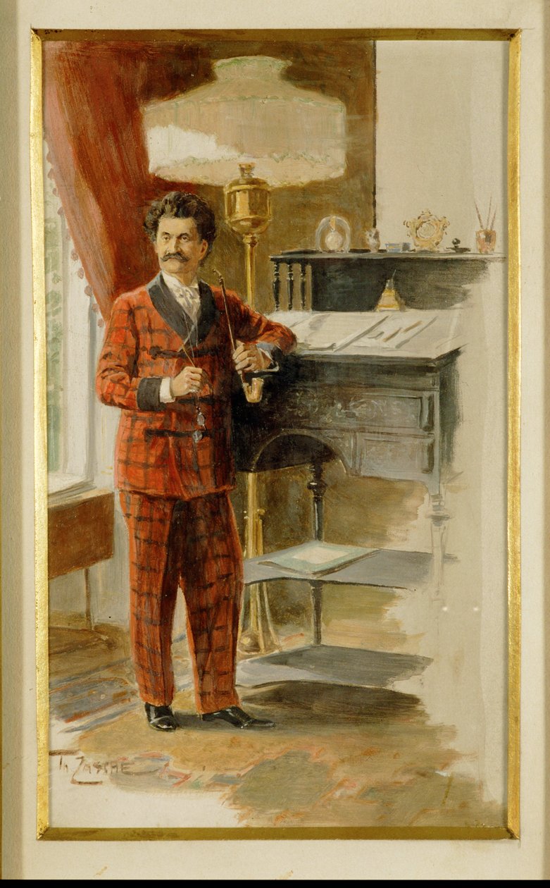 Johann Strauss Son at His High-Desk in His Study by Heinrich Zasche