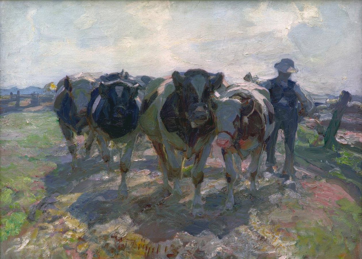 Farmer with Cows by Heinrich von Zügel