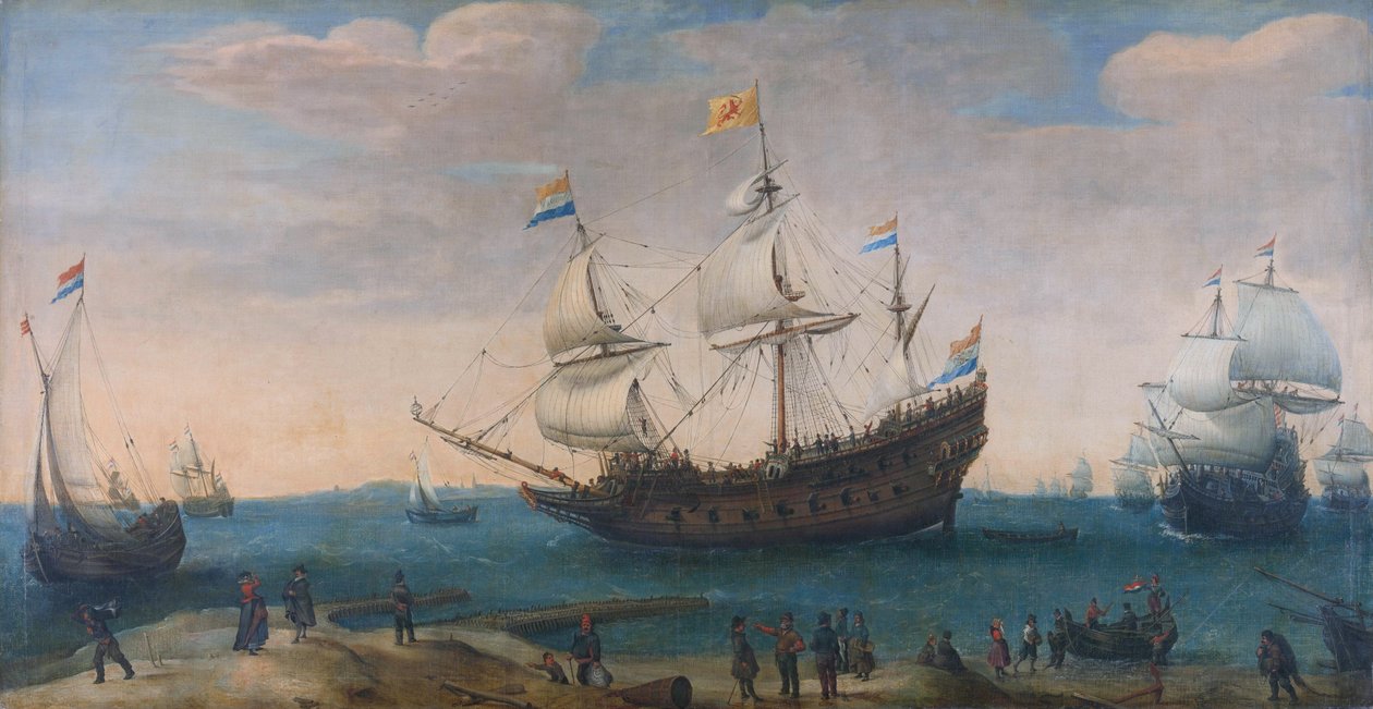The Mauritius and Other East Indiamen by Hendrick Cornelisz. Vroom