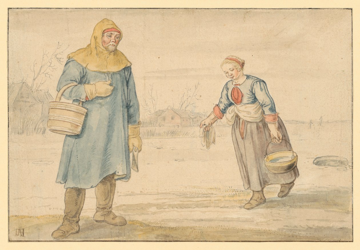 Peasant Couple on the Ice by Hendrick Avercamp