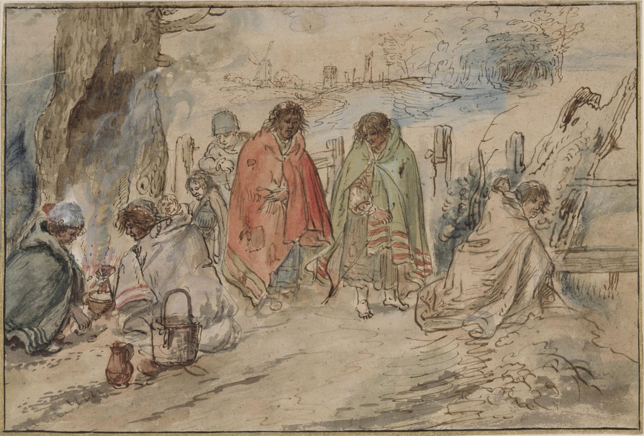 Gypsies by the Campfire by Hendrick Avercamp