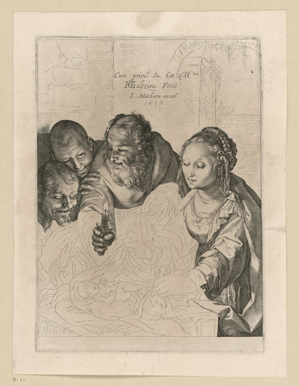 Adoration of the Shepherds, 5th state by Hendrick Goltzius