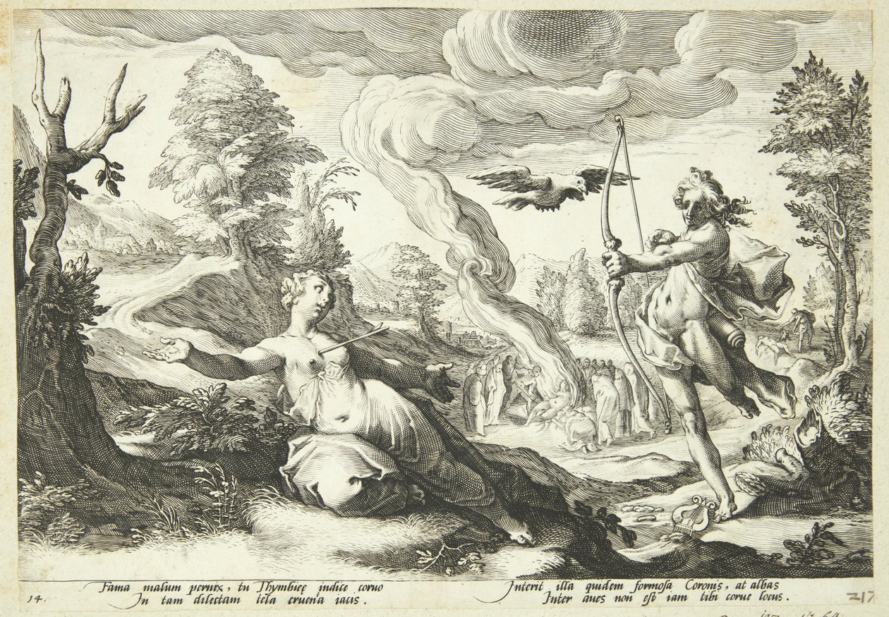 Apollo Killing Coronis by Hendrick Goltzius: Fine art print