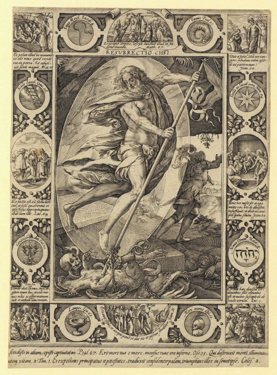 Resurrection of Christ, Plate 7 from the series "The Life of Christ" by Hendrick Goltzius