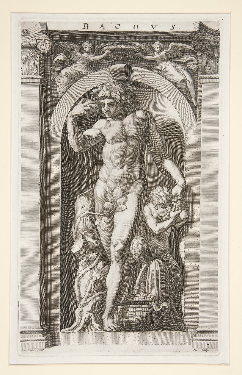 Bacchus, #7 in a Series of Eight Antique Gods by Hendrick Goltzius