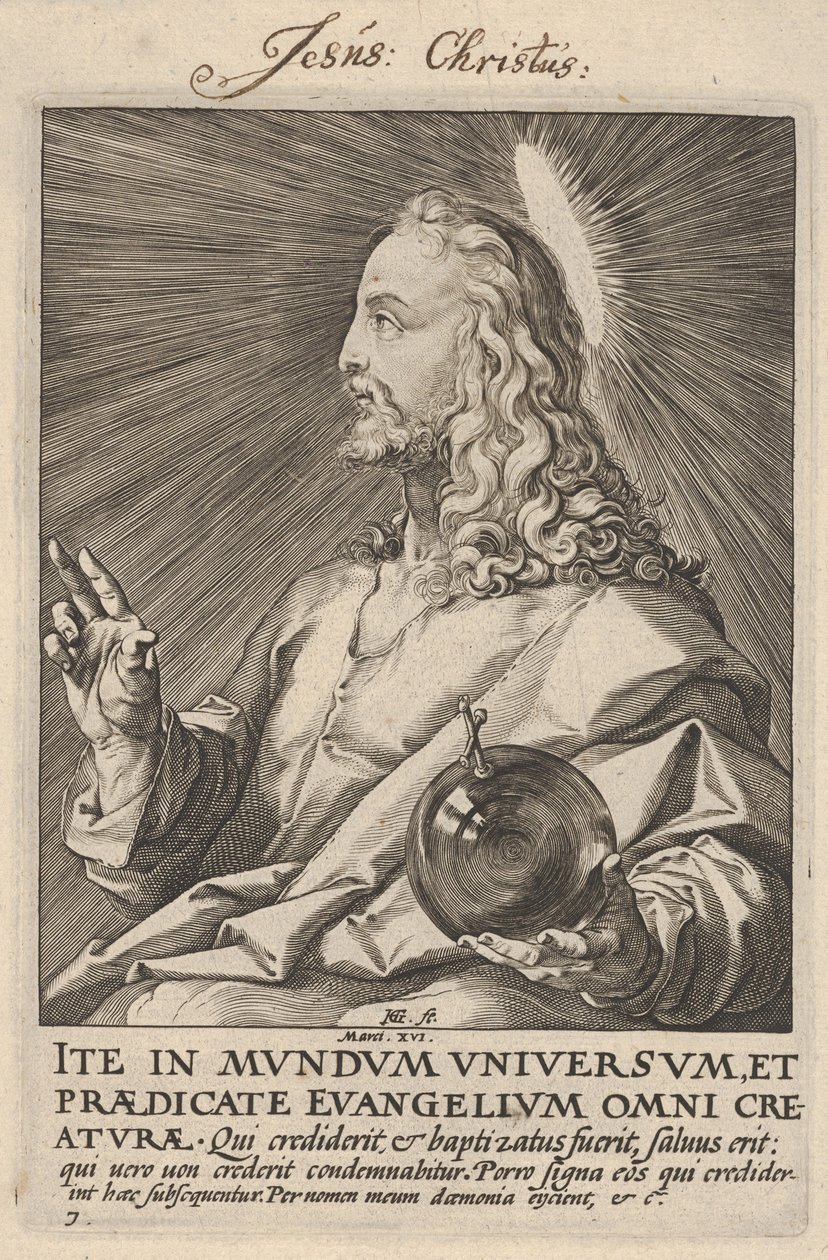 Christ, from "Christ, the Apostles and St. Paul with the Creed" by Hendrick Goltzius