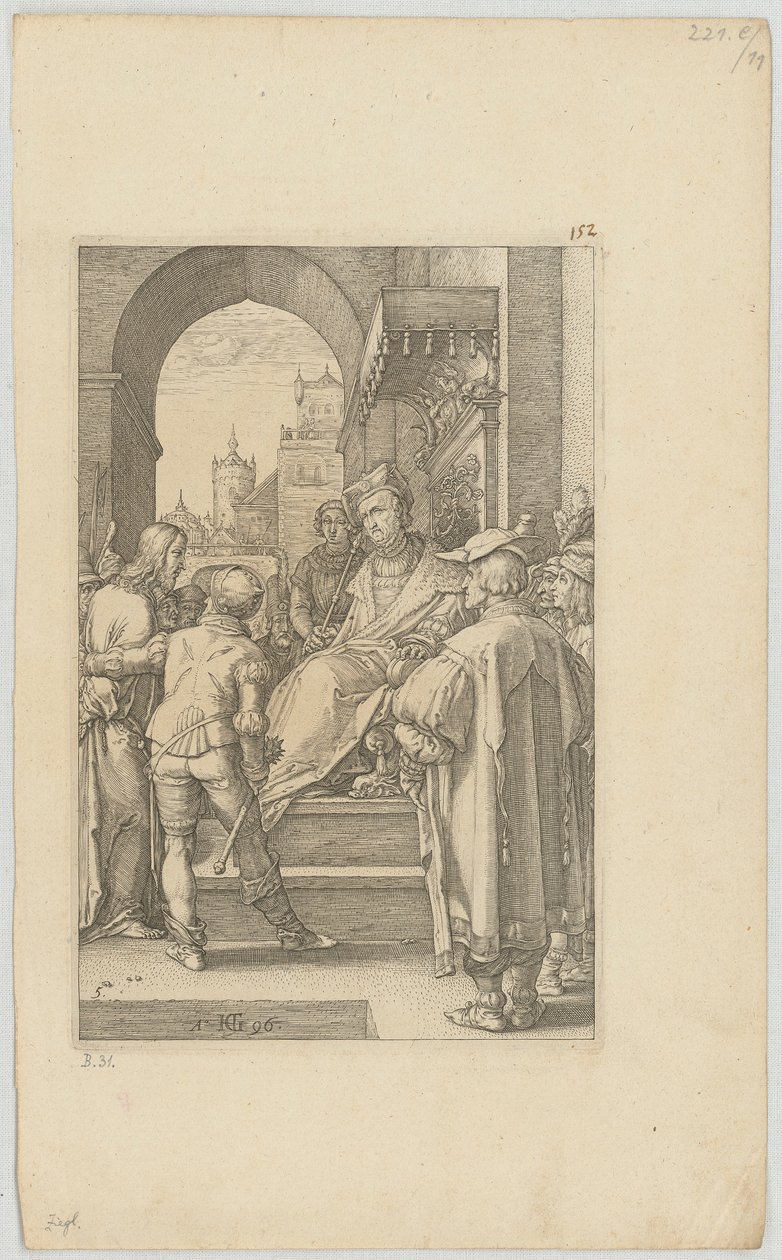 Christ Before Pilate, Plate 5 from the Series "The Passion" by Hendrick Goltzius