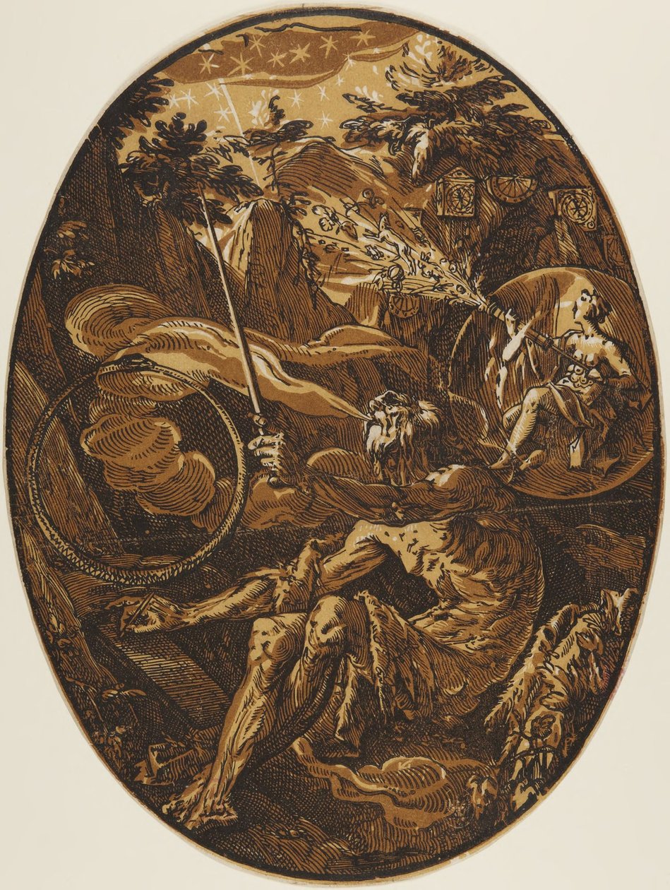 Demogorgon in the Cave of Eternity by Hendrick Goltzius